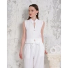Broşlu yelek pantolon takım beyaz s255821