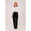 Cırt Kapama Detaylı Siyah Pantolon