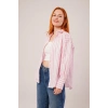 Çizgili Rahat Kesim Pembe Gömlek