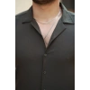 Erkek Apaj Yaka Kısa Kollu Gömlek