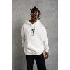 Erkek Baskılı Kapüşonlu Sweat - Beyaz