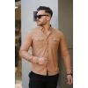 Erkek çift Cepli çıtçıt Düğmeli Uzun Kollu Gömlek