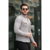 Erkek çift Cepli çıtçıt Düğmeli Uzun Kollu Gömlek