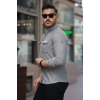 Erkek çift Cepli çıtçıt Düğmeli Uzun Kollu Gömlek