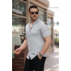 Erkek Hakim Yaka Kısa Kollu Gömlek
