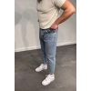 Erkek Kar Yıkamalı Buz Mavi Mom Jean