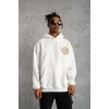 Erkek Kilim Desen Kapüşonlu Sweat- Beyaz