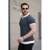 Erkek Kısa Kollu çizgi Desenli örme Kumaş Tshirt