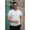 Erkek Kısa Kollu çizgi Desenli örme Kumaş Tshirt
