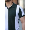 Erkek Kısa Kollu Polo Yakalı Blok Desenli Triko Tişört