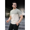Erkek Renk Bloklu Bisiklet Yaka Kısa Kollu Triko Tişört