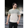 Erkek Renk Bloklu Bisiklet Yaka Kısa Kollu Triko Tişört