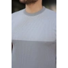 Erkek Renk Bloklu Bisiklet Yaka Kısa Kollu Triko Tişört