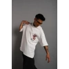 Erkek Sırt Baskılı A Kalite Oversize T-shirt - Beyaz