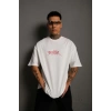 Erkek Sırt Baskılı Oversize T-Shirt - Beyaz