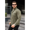 Erkek Uzun Kollu Cepli Kadife Gömlek