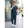 Erkek Yakalı Fermuarlı T-shirt Pantolon Ikili Rahat Takım