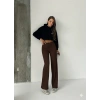 Fit comfort bej salaş pantolon kahve A6011