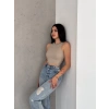 fitilli kaşkorse yakası zincirli atlet vizon