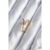 Gold Renk Pembe Zirkon Taşlı Kelebek Model Kadın Yüzük
