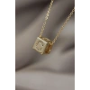 Gold Renk Zirkon Taşlı Küp Model C Harfli Kolye