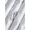 Gümüş Renk Zirkon Taşlı Pembe Kristal Kalp Model Kadın Yüzük