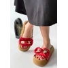 Jude Kırmızı Cilt Ayıcıklı Terlik