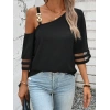 Kadın Askılı Asimetrik Kesim Kol Ve Yaka Kolda Tül Ve Aksesuar Detaylı Janjan Krep Bluz