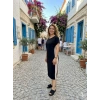 Kadın Bisiklet Yaka Yanı Parça Ve Yırtmaç Detay Midi Boy Elbise