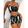 Kadın Büzgü Detay Askılı Crop Mini Tayt Ikili Takım