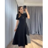 Kadın Kısa Kollu Bisiklet Yaka Maksi Boy Ithal Krep Elbise