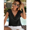 Kadın Kısa Kollu Degaje Yakalı Viskon Bluz