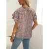 Kadın Kısa Kollu Kolları Volanlı Baskılı Süprem Bluz