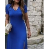 Kadın Kısa Kollu V Yaka Maxi Boy Elbise 124 Cm