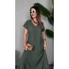 Kadın Kısa Kollu V Yaka Salaş Maxi Boy Elbise