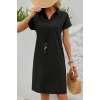Kadın Kısa Kollu V Yakalı Bürümcük Elbise