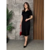 Kadın Kısa Kollu Yakalı Yırtmaçlı Midi Viskon Iki Iplik Elbise