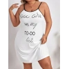 Kadın Kolsuz Askılı Sırt çapraz Detay To Do List Baskı Süprem Gecelik Elbise