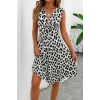 Kadın Sıfır Kollu önden çapraz Detaylı Leopar Desenli Süprem Elbise