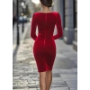 Kadın Uzun Kollu Kayık Yaka Mini Kadife Elbise