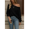 Kadın Uzun Kollu Tek Omuzu Açık Triko Bluz