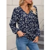 Kadın Uzun Kollu V Yakalı çiçek Desenli Modal Bluz
