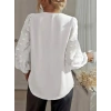 Kadın Uzun Kollu V Yakalı Kolları Popon Detaylı Sandy Bluz