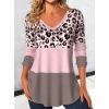 Kadın Uzun Kollu V Yakalı Leopar Baskılı şardonlu Dalgıç Bluz