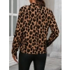 Kadın Uzun Kollu V Yakalı Leopar Desenli Modal Bluz