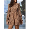 Kadın Uzun Kollu Yaka Ve Sırt Fırfır Detay Mikro Mini Boy Elbise
