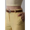 Kemerli Havuç Pantolon - Sarı