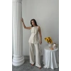 KETEN YELEK - PANTOLON TAKIM - Taş
