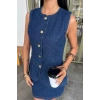 Kolsuz Yelekli Mini Etekli Denim Takım 10164