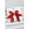 Lotus Model Kırmızı Renk Tüllü Kadın Küpe